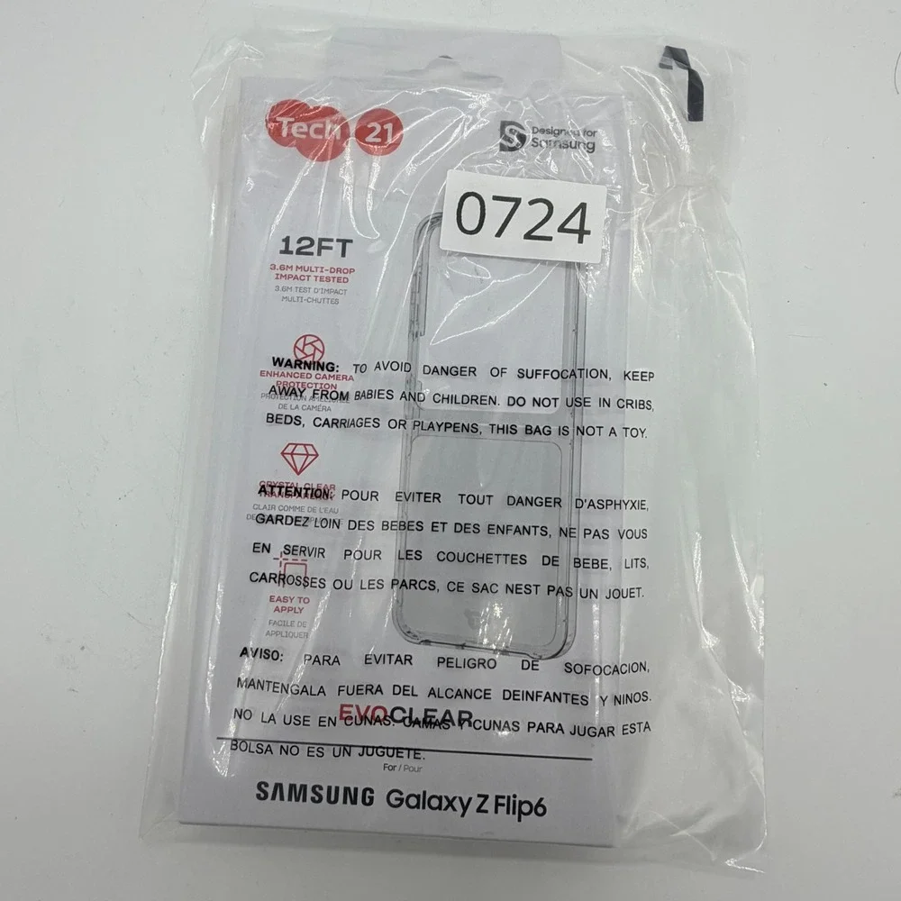 Tech21 EvoClear Phone Case Clear 12' Drop Protection For Samsung Galaxy Z Flip6